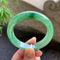 糯化绿底飘花平安镯（54.7mm）（yc015991）