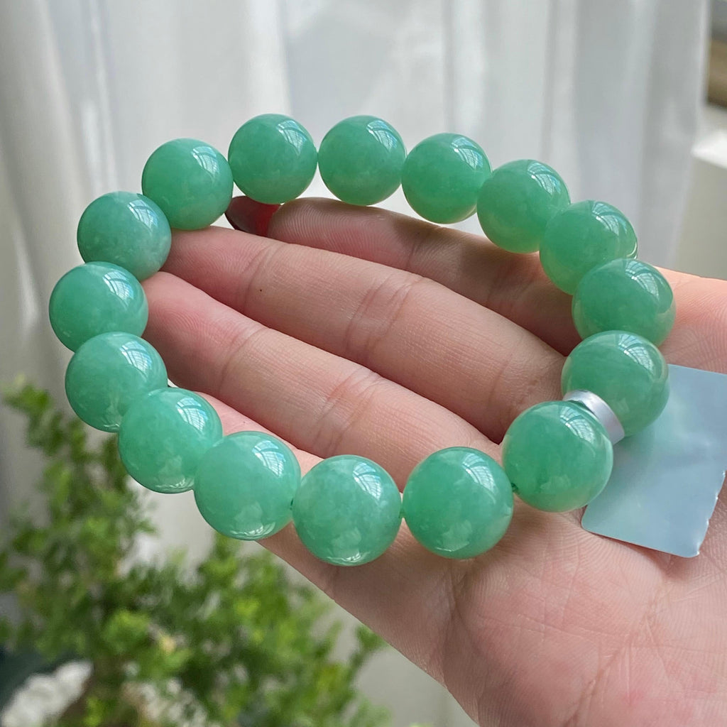 细糯种满绿单圈手串（16颗）（yc213509）