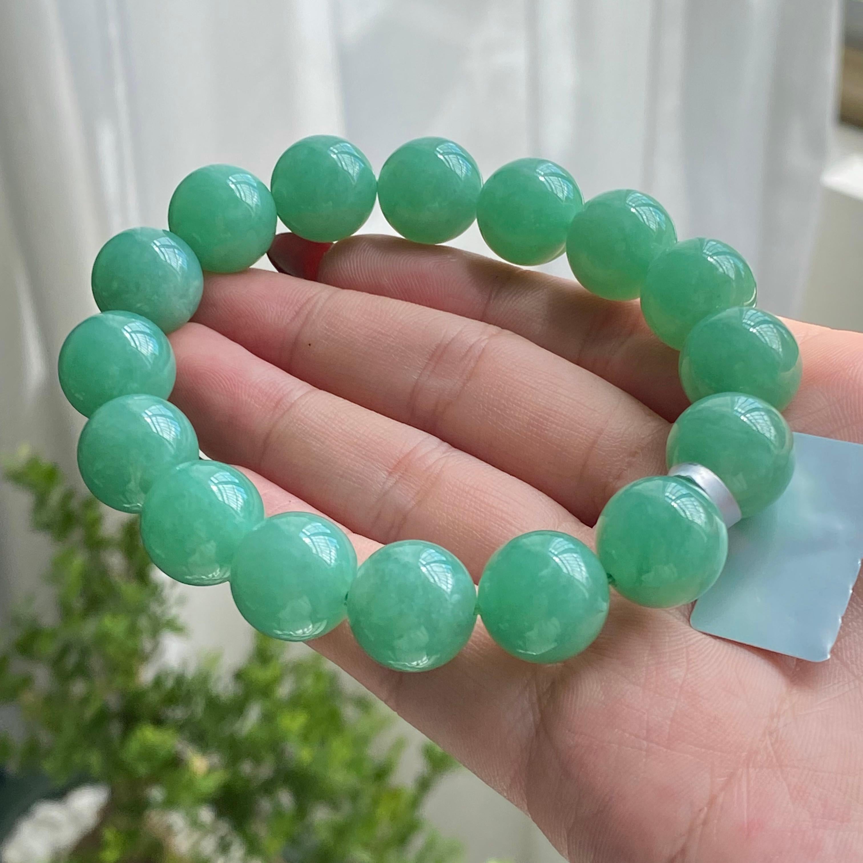 细糯种满绿单圈手串（16颗）（yc213509）