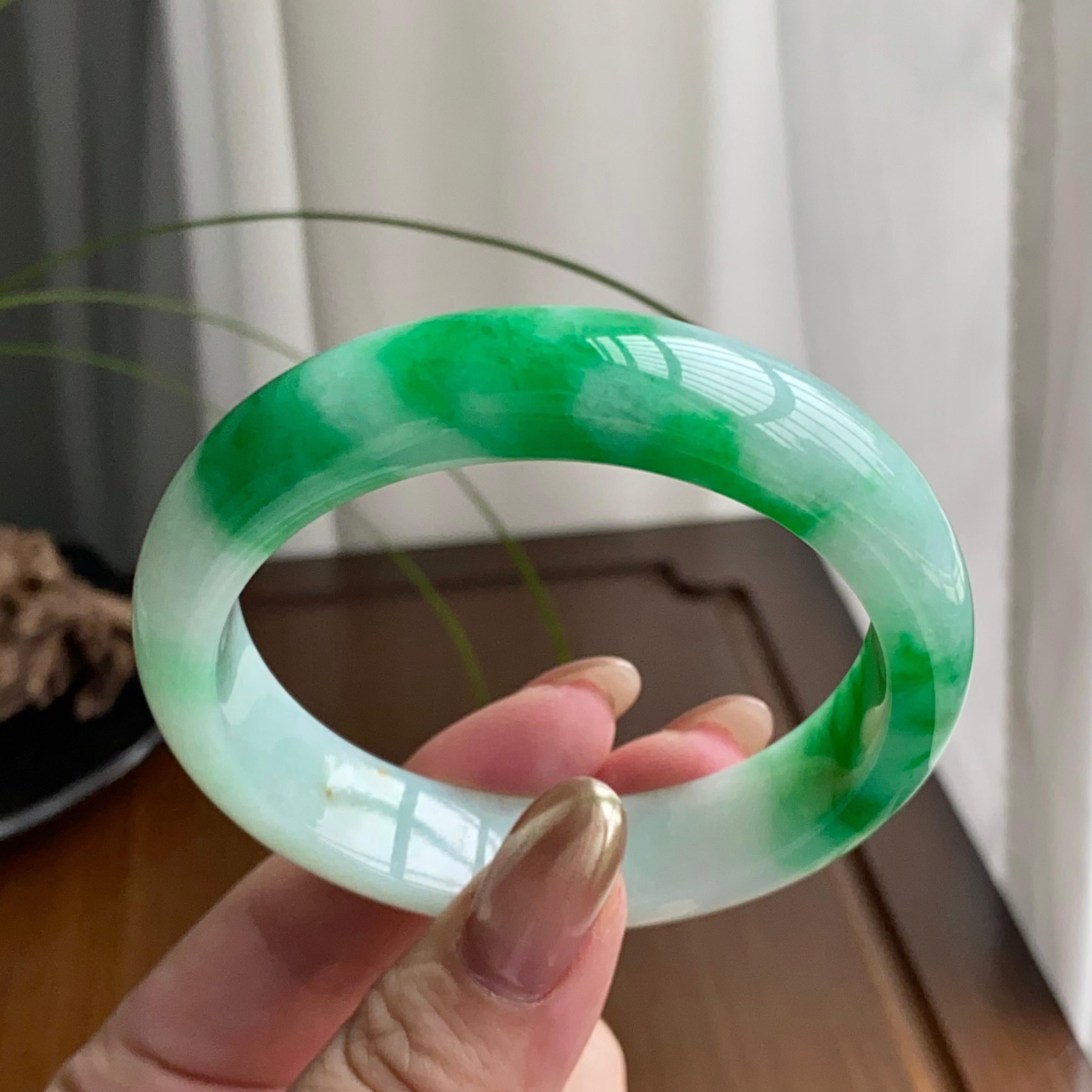 细糯种白底青平安镯（55圈）（yc259469）