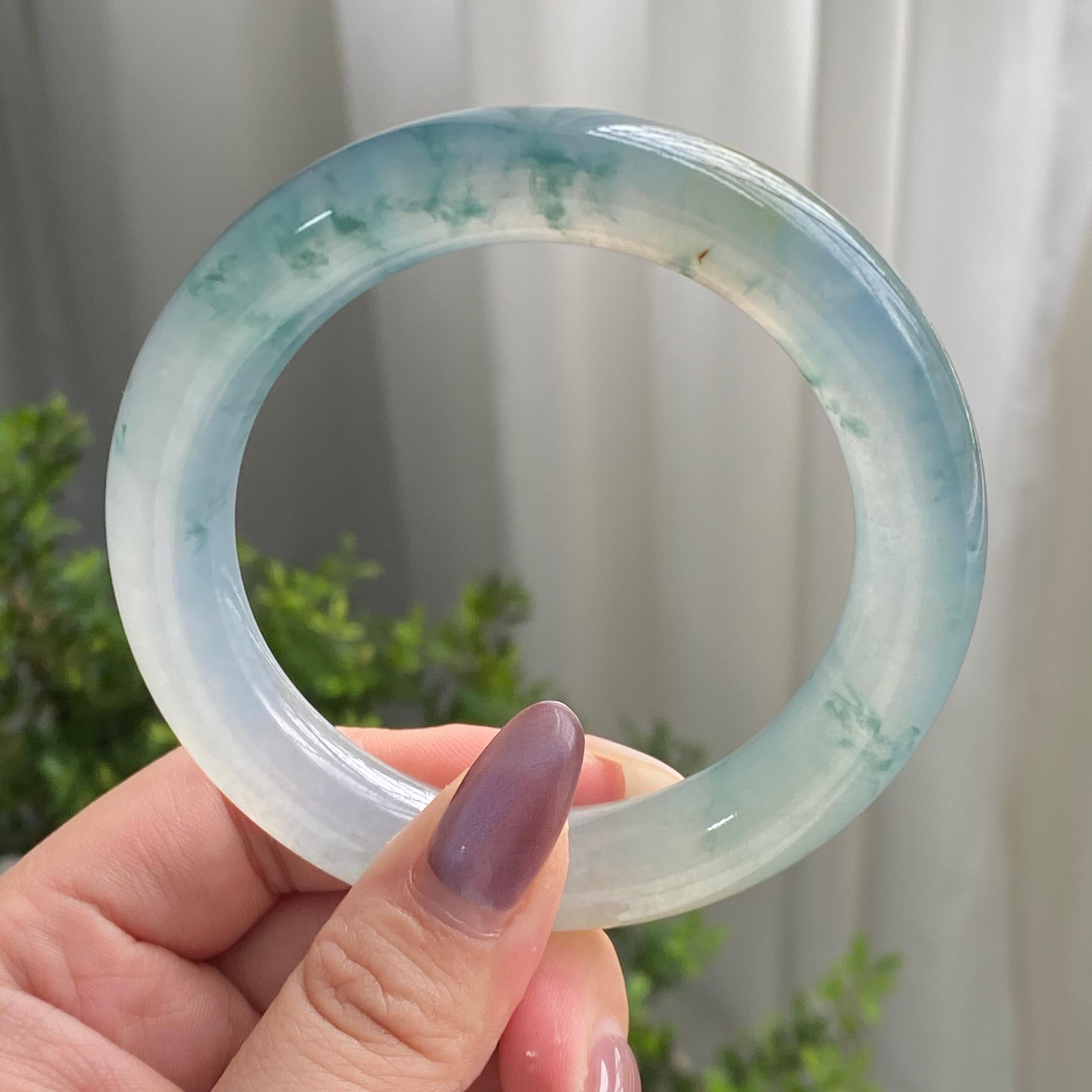 冰种飘花洒金圆条手镯（58圈）（yc199710）