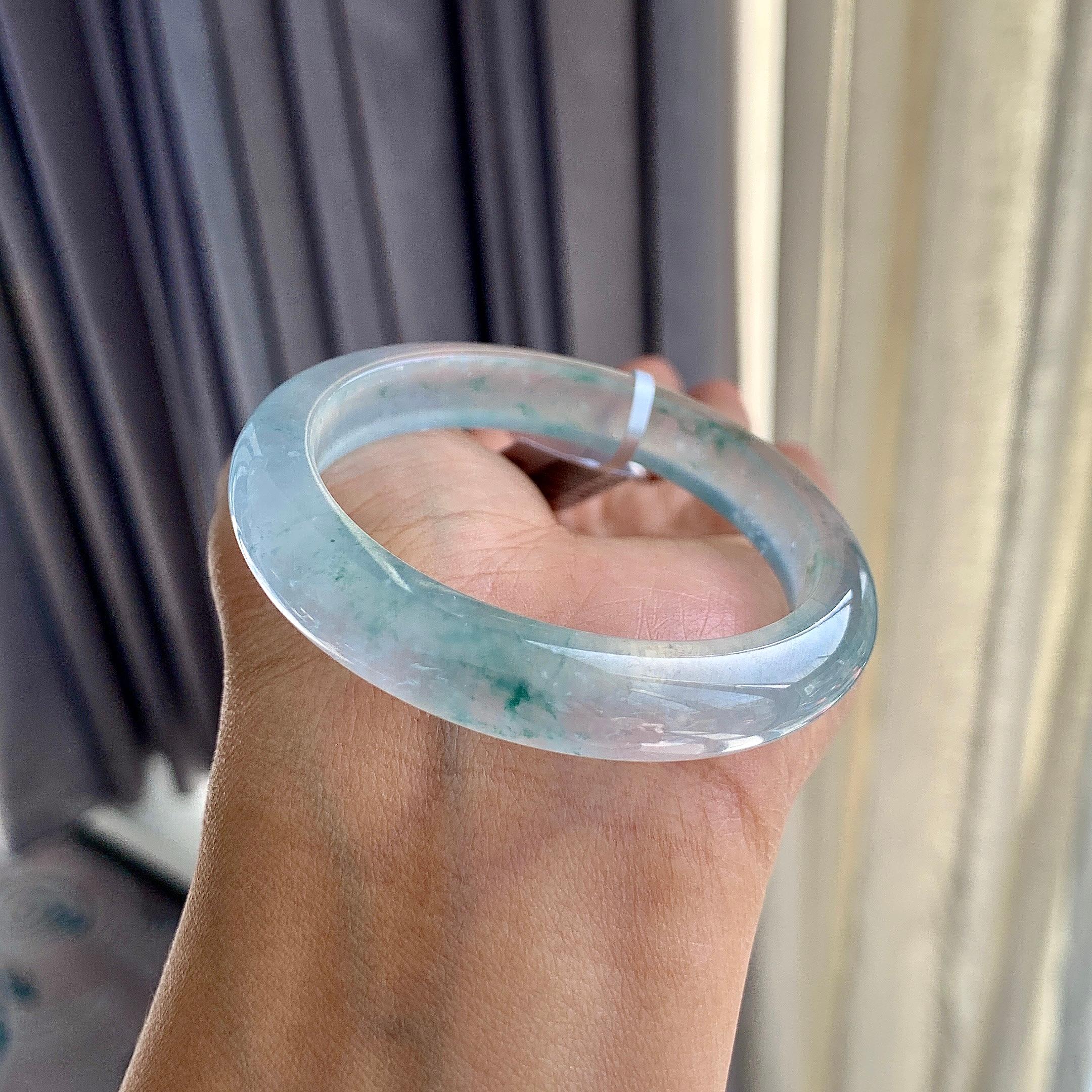 高冰种飘花平安镯（48.8mm）（yc277891）