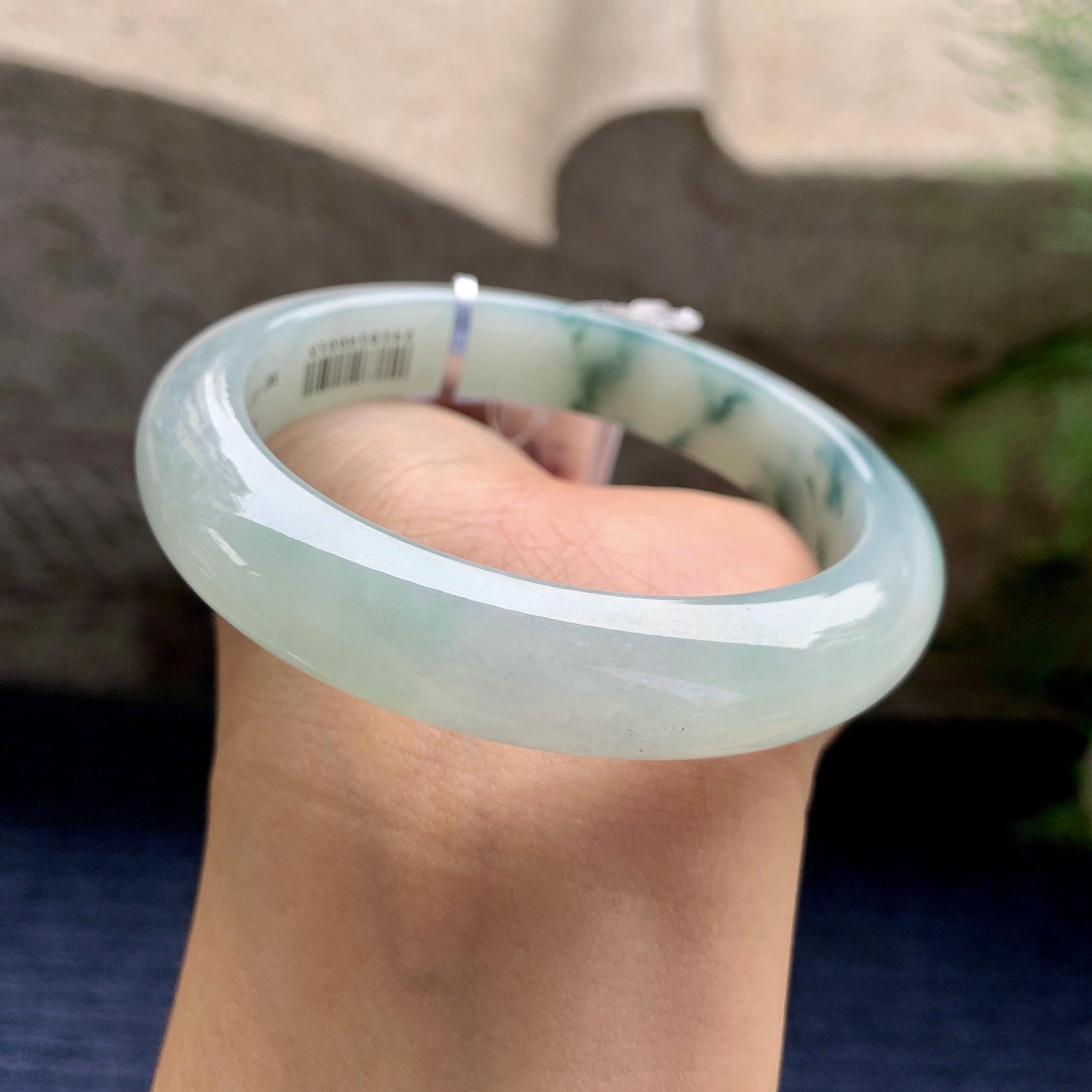 细糯种飘花平安镯（57.1mm）（yc280875）