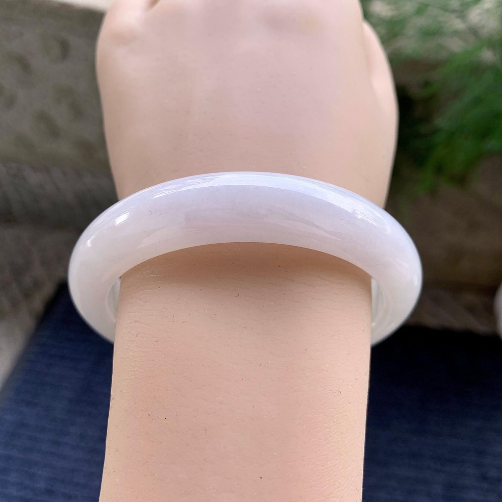 细糯种无色正圈平安镯 58圈口 天然缅甸A货翡翠（yc701221）