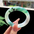 糯冰种绿飘花正圈平安镯 54圈口 天然缅甸A货翡翠（yc527796）