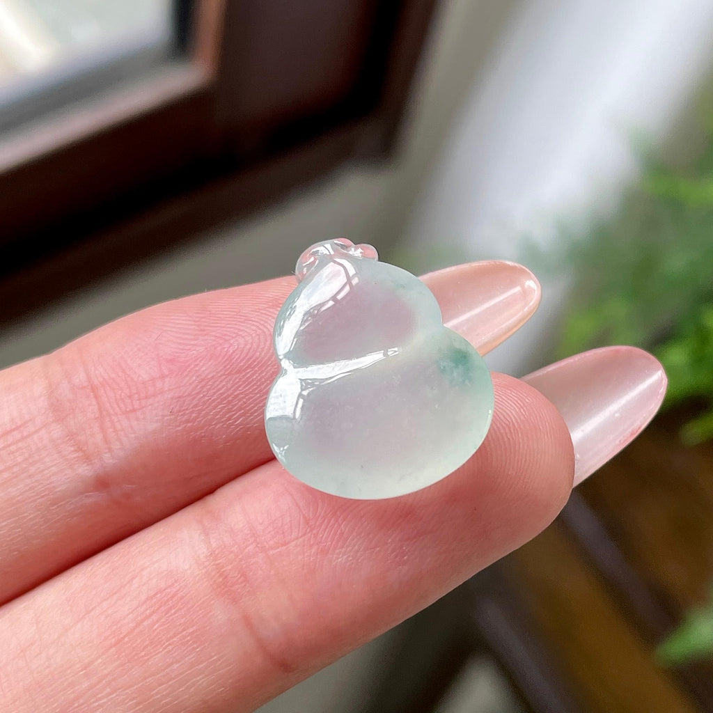 糯冰种飘花葫芦吊坠 天然缅甸A货翡翠（yc694818）