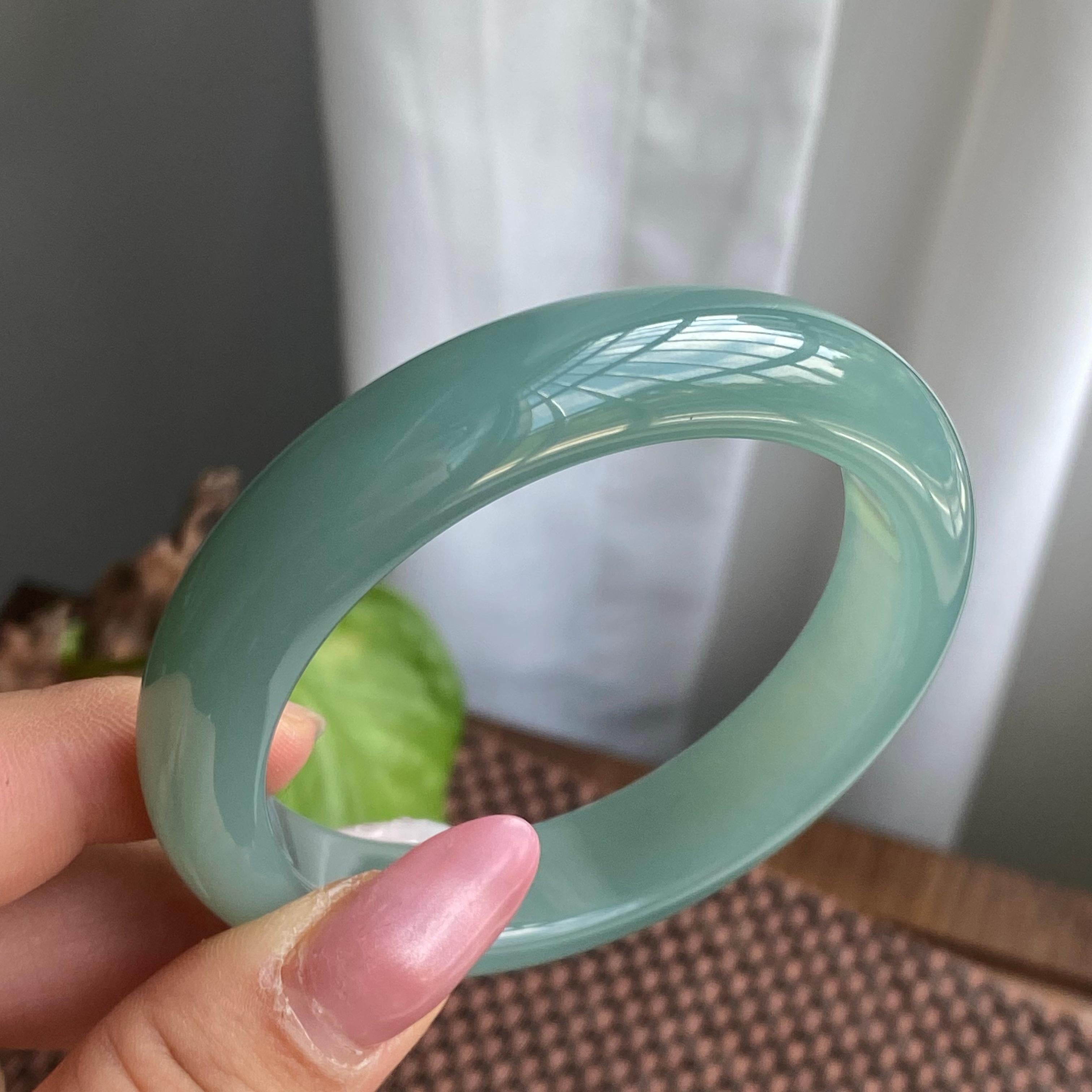 细糯种湖水绿正圈手镯（56）（yc280816）