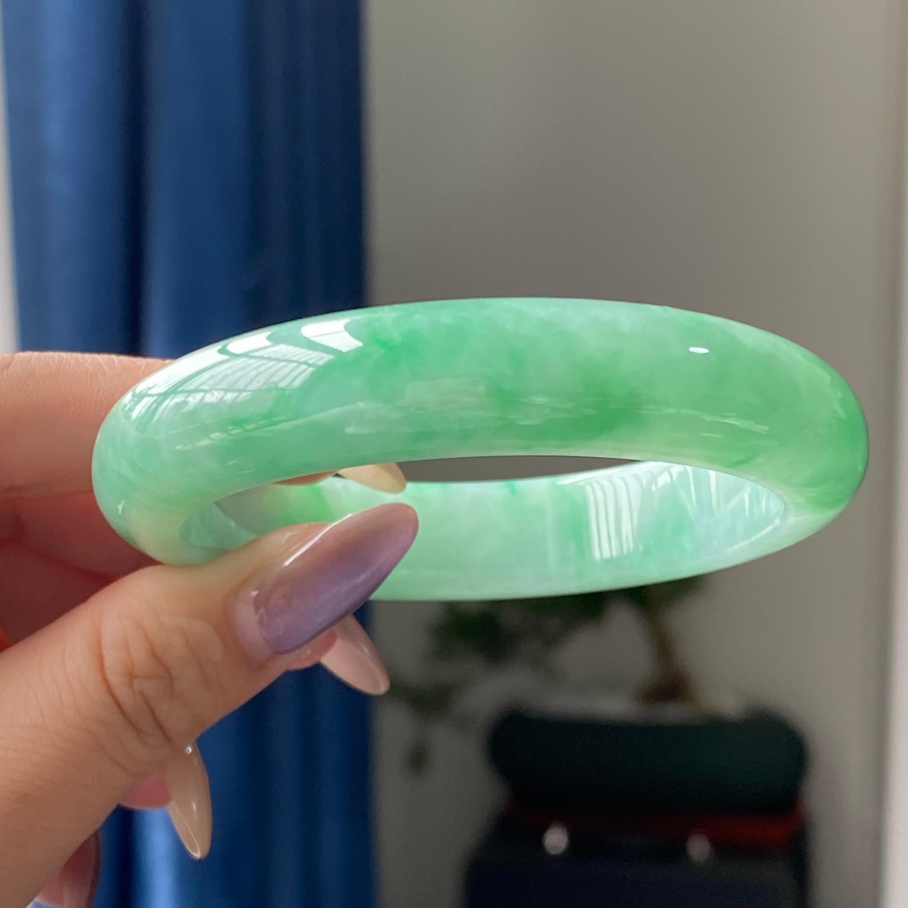 细糯种满绿平安镯手镯（57圈）（yc196859）