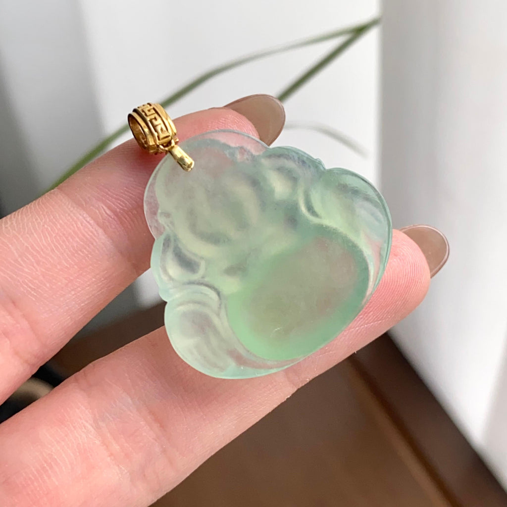 18k金镶冰种晴底佛公吊坠（yc262730）