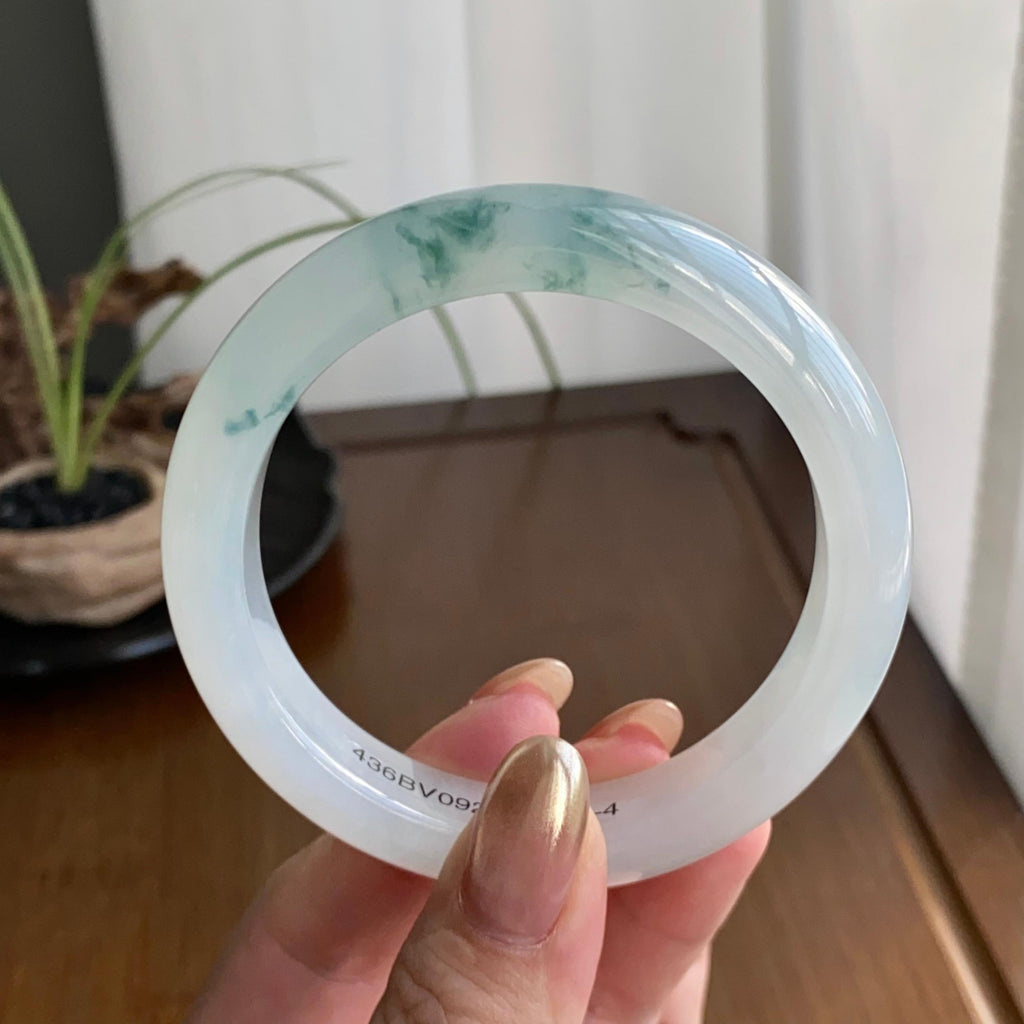 糯冰种飘花平安镯（57圈）（yc258983）