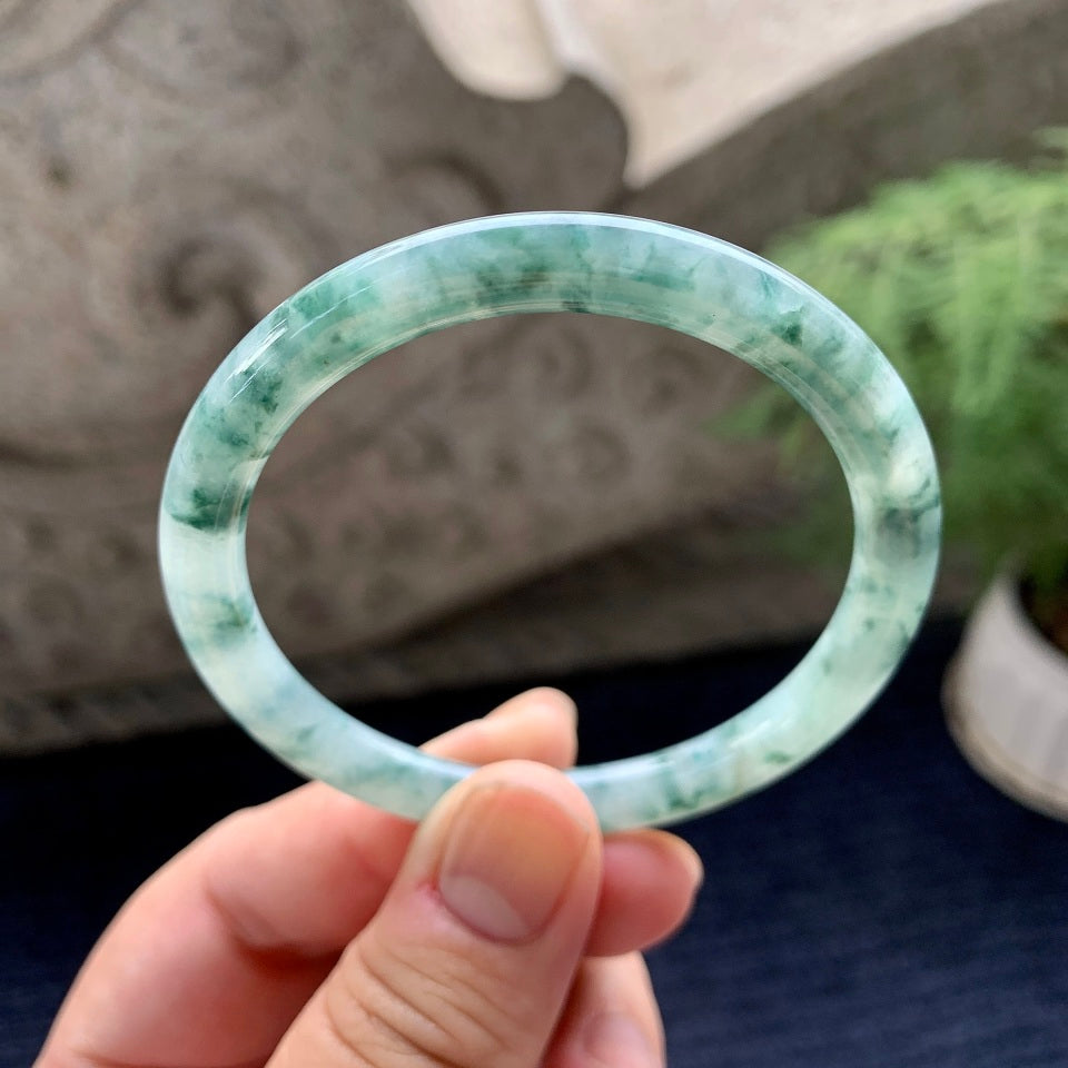 糯种飘花圆条手镯（54.5mm）（yc091801）