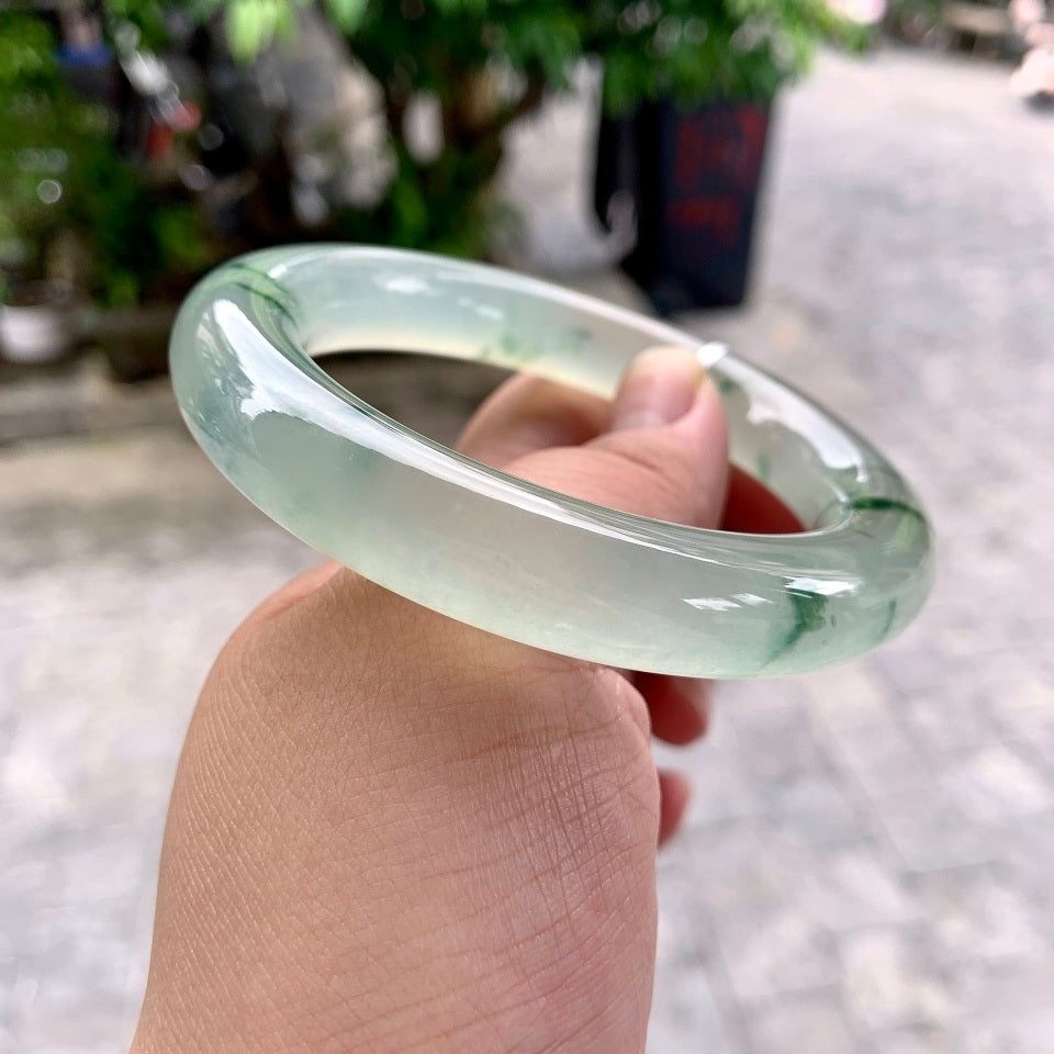 高冰飘花圆条手镯（57.3mm）（yc168593）