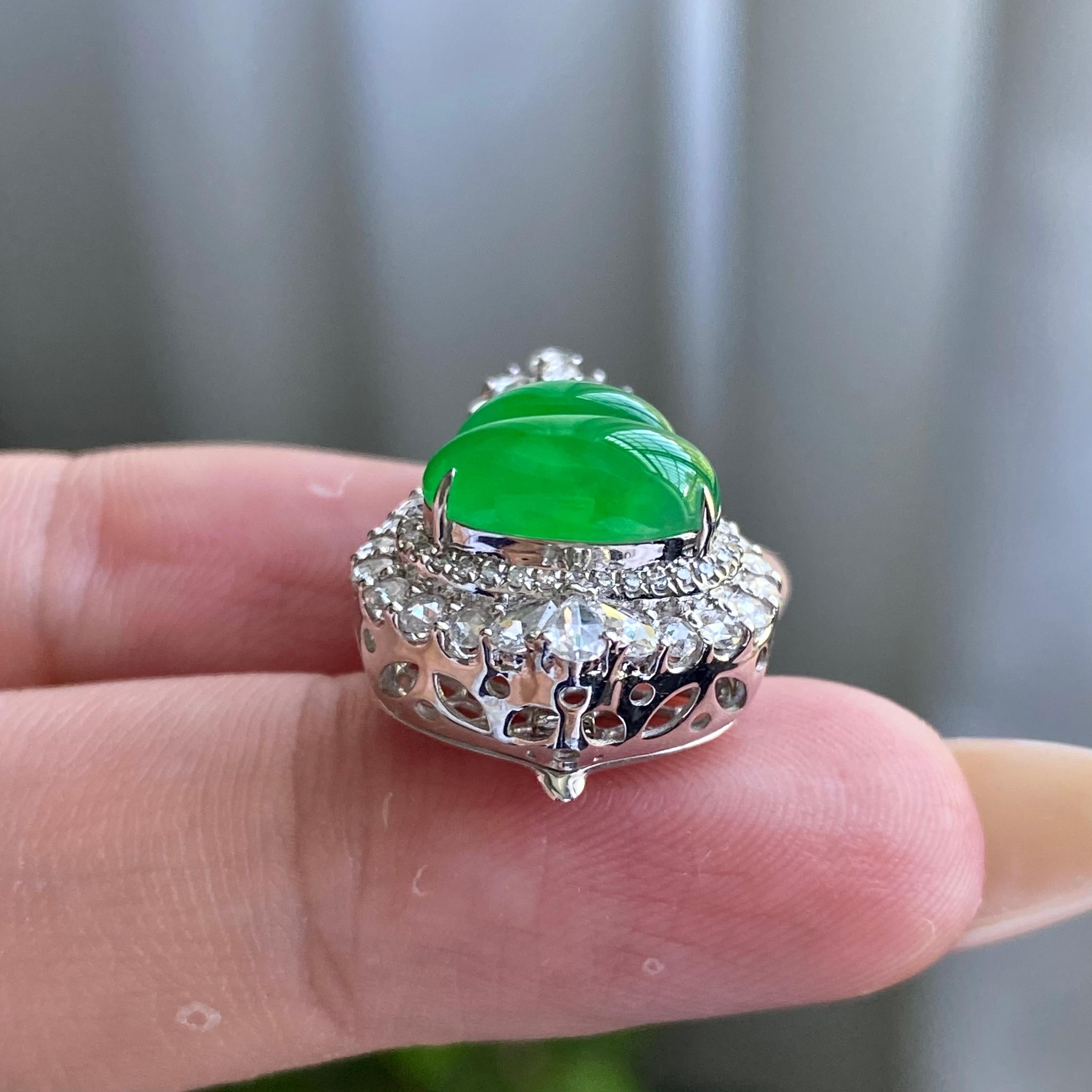 18k金钻镶冰种阳绿葫芦吊坠（yc205096）