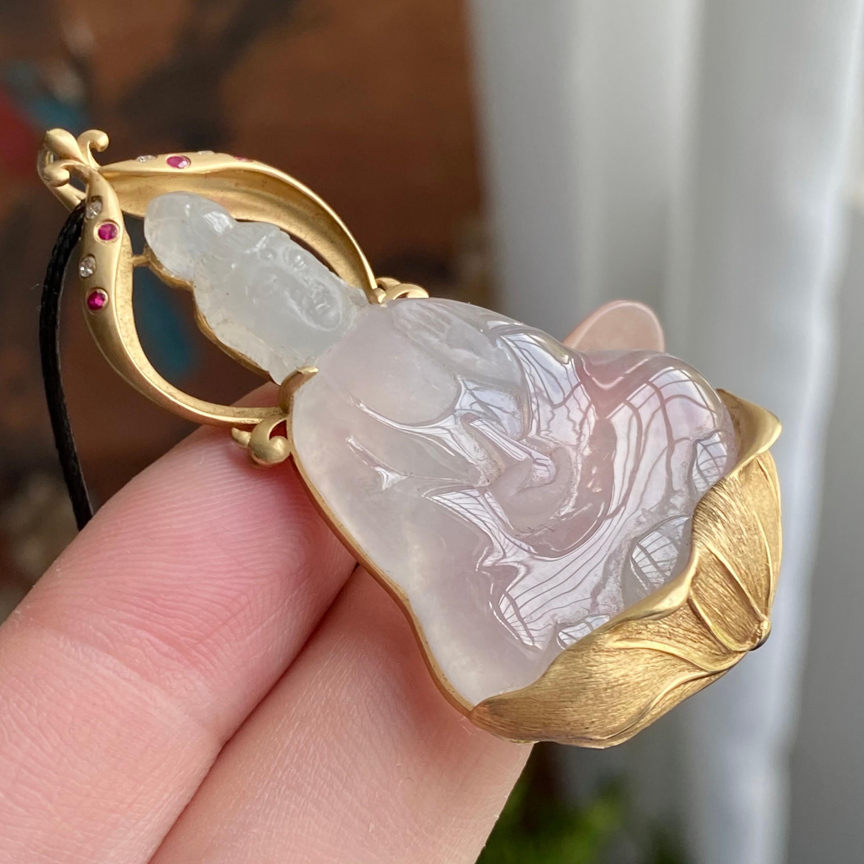 18k金镶冰种白月光观音吊坠（yc235109）