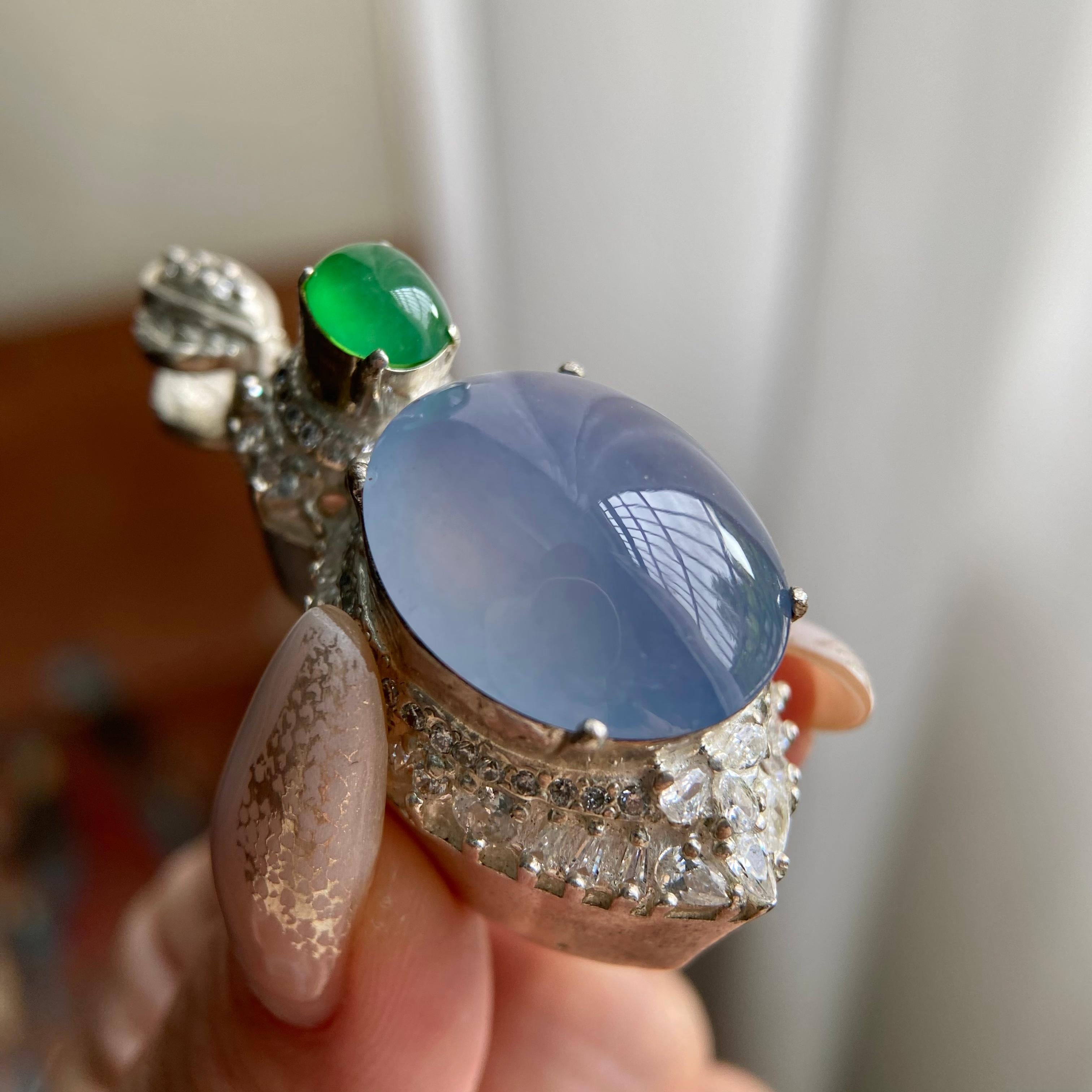 冰种紫罗兰鸽子蛋吊坠裸石（yc223657）