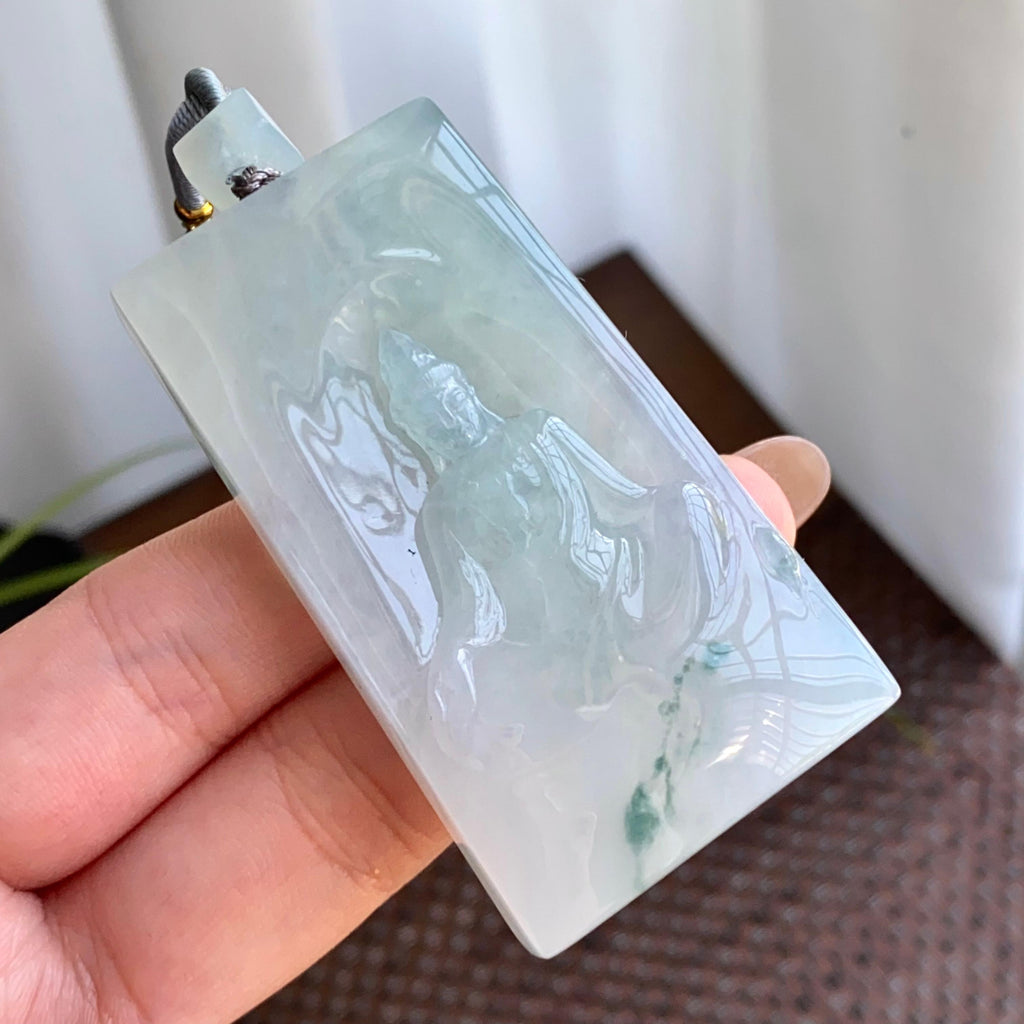 糯冰种飘花观音牌吊坠（yc265648）