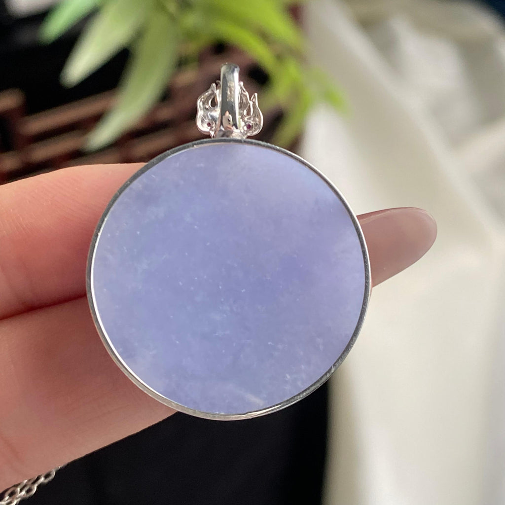 18k金钻镶细糯种紫罗兰圆牌吊坠（yc197331）