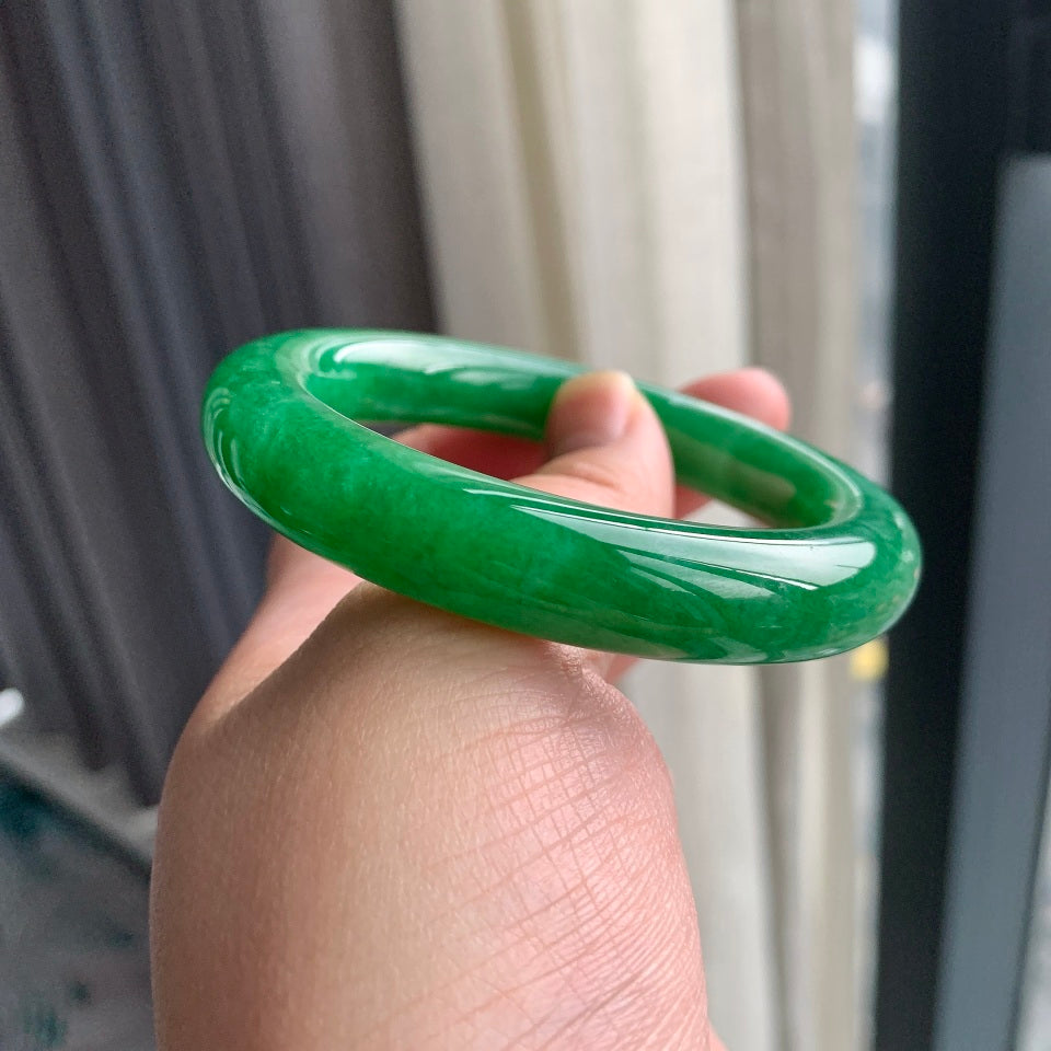 细糯种满绿圆条手镯（55mm）（yc093328）