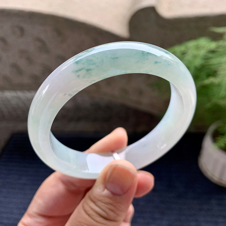 糯冰种飘花平安镯（58mm）（yc098153）