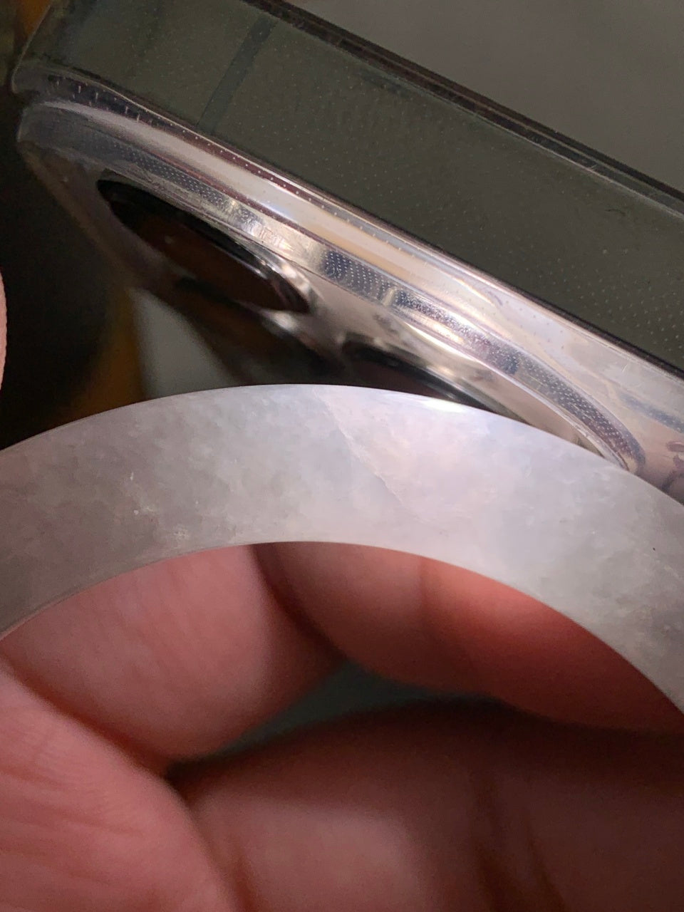 糯化白月光圆条手镯（54.5mm）（yc057183）