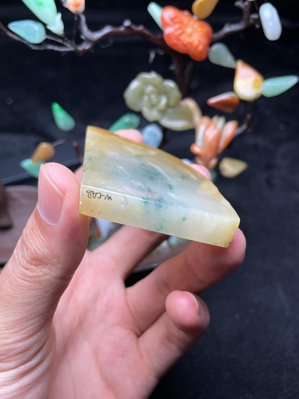 黄翡飘花随形牌子挂件料（yc709336）