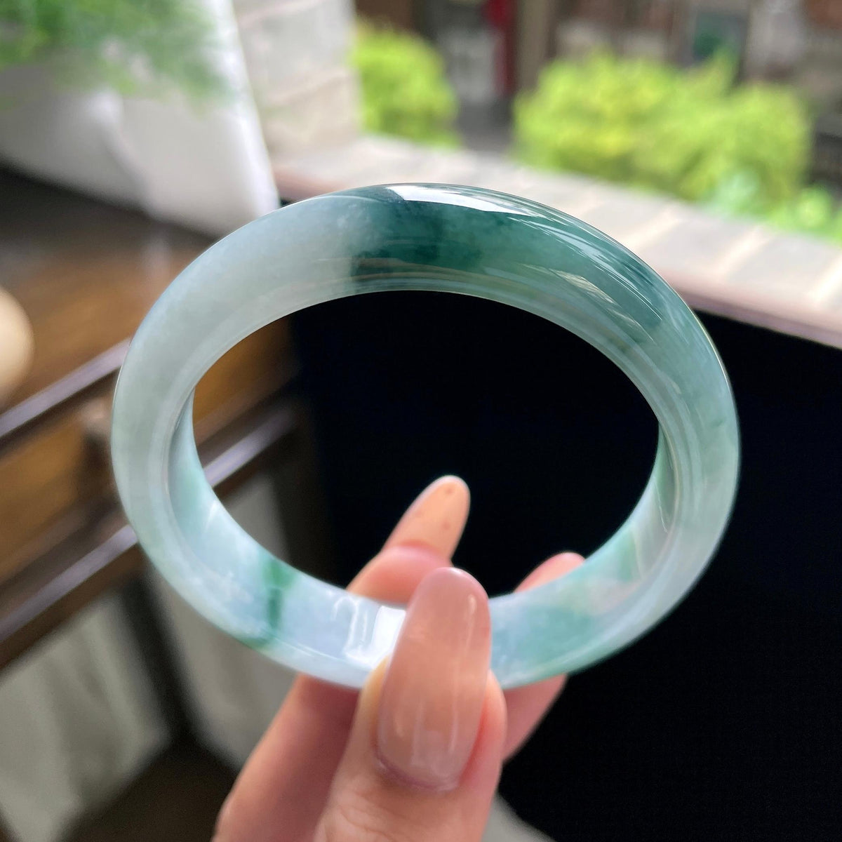 细糯种飘花正圈平安镯 56圈 天然缅甸A货翡翠（yc703297）