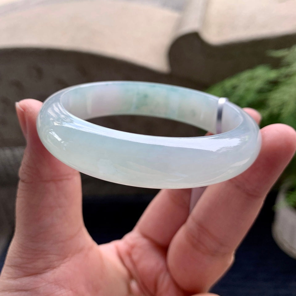糯冰种飘花平安镯（58mm）（yc098153）
