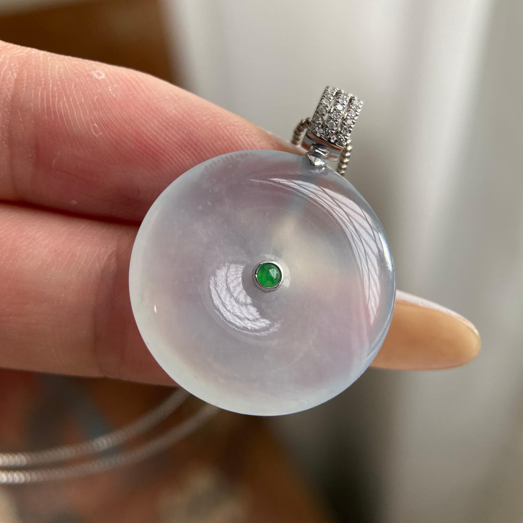 18k金钻镶冰种白月光平安扣吊坠（yc223794）