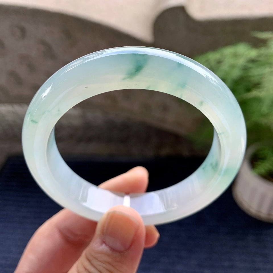 糯冰种飘花平安镯（56.3mm）（yc098130）