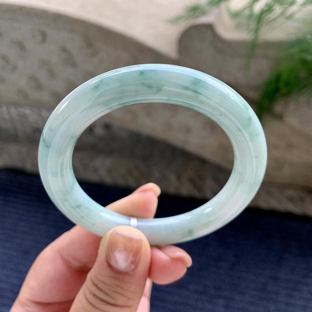 细糯种飘蓝花圆条手镯 52.3圈口（yc707423）