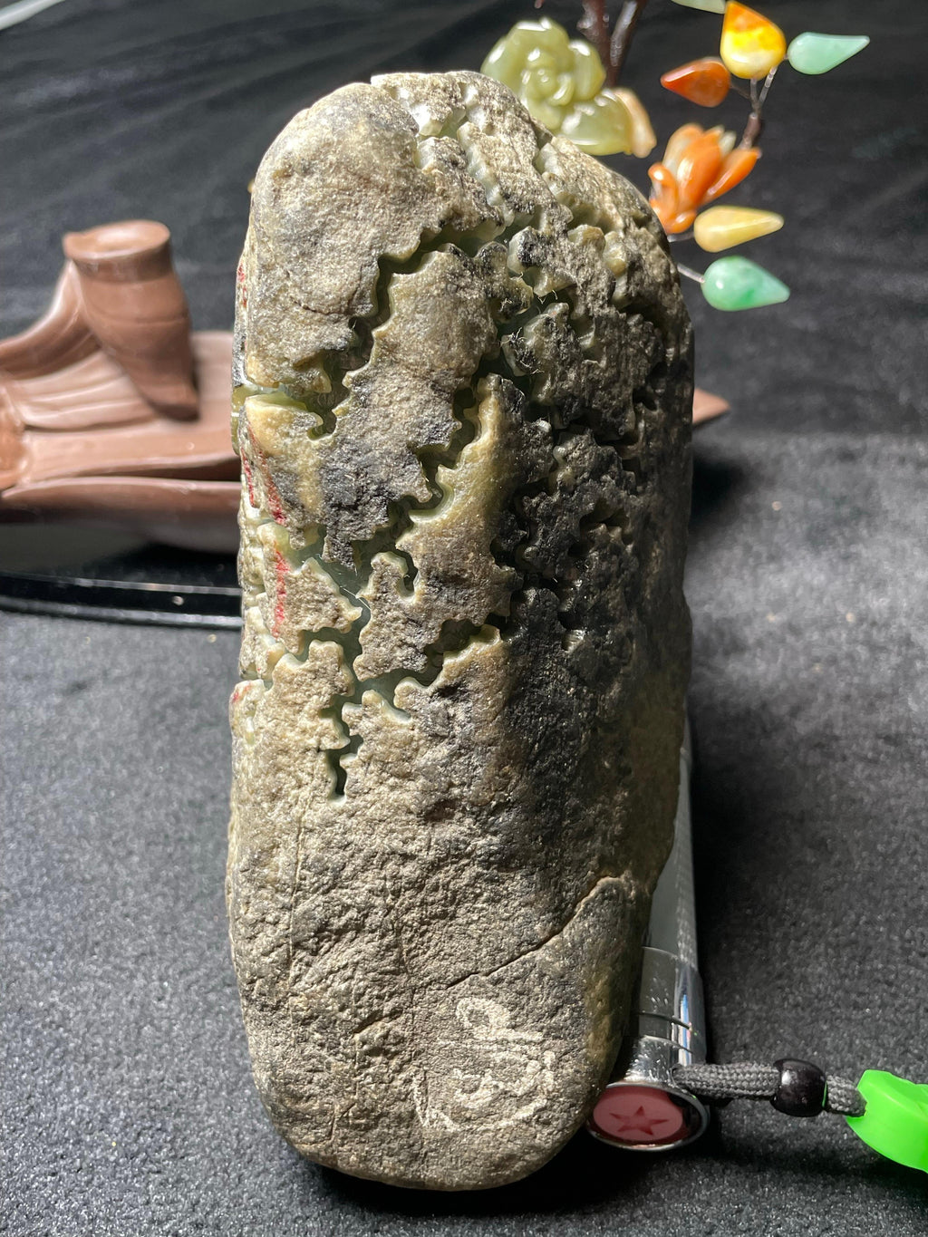莫西沙开窗三彩飘花手镯料（yc502768）