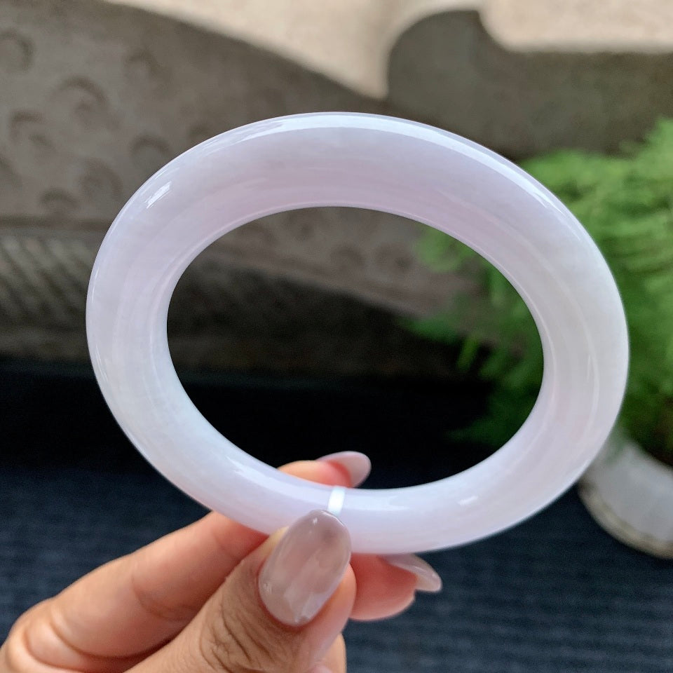 细糯种淡紫罗兰圆条手镯（55.4mm）（yc110777）
