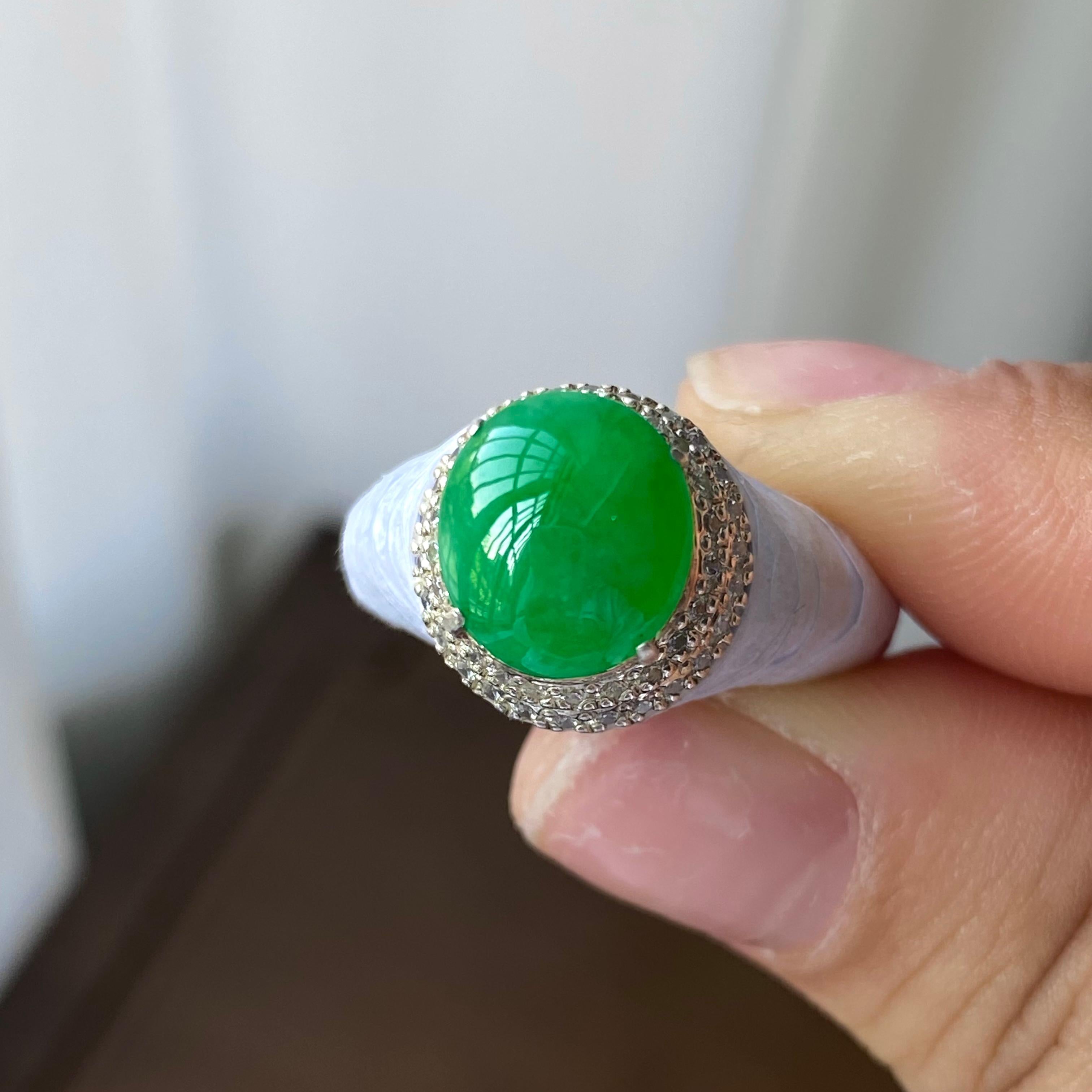 糯冰种满绿蛋面裸石（yc303915）