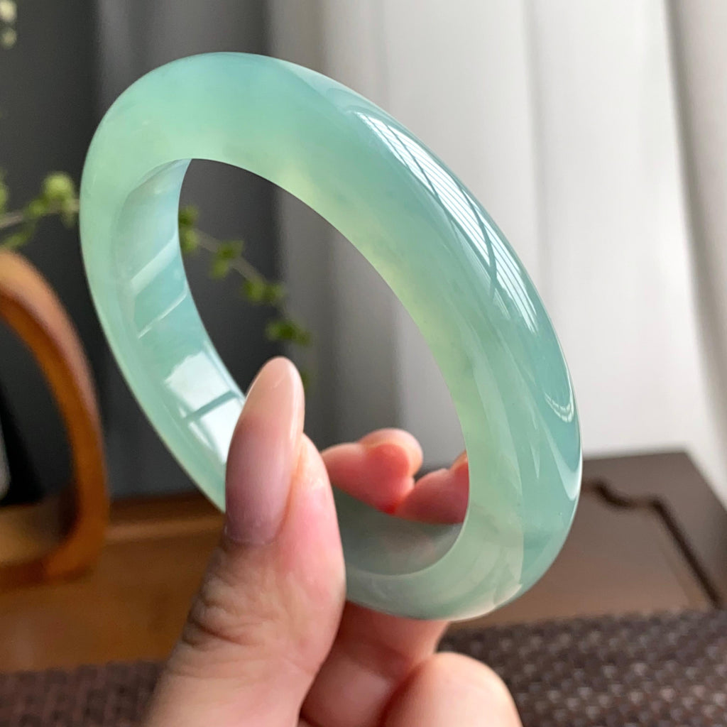 冰种湖水绿平安镯（55圈）（yc247614）