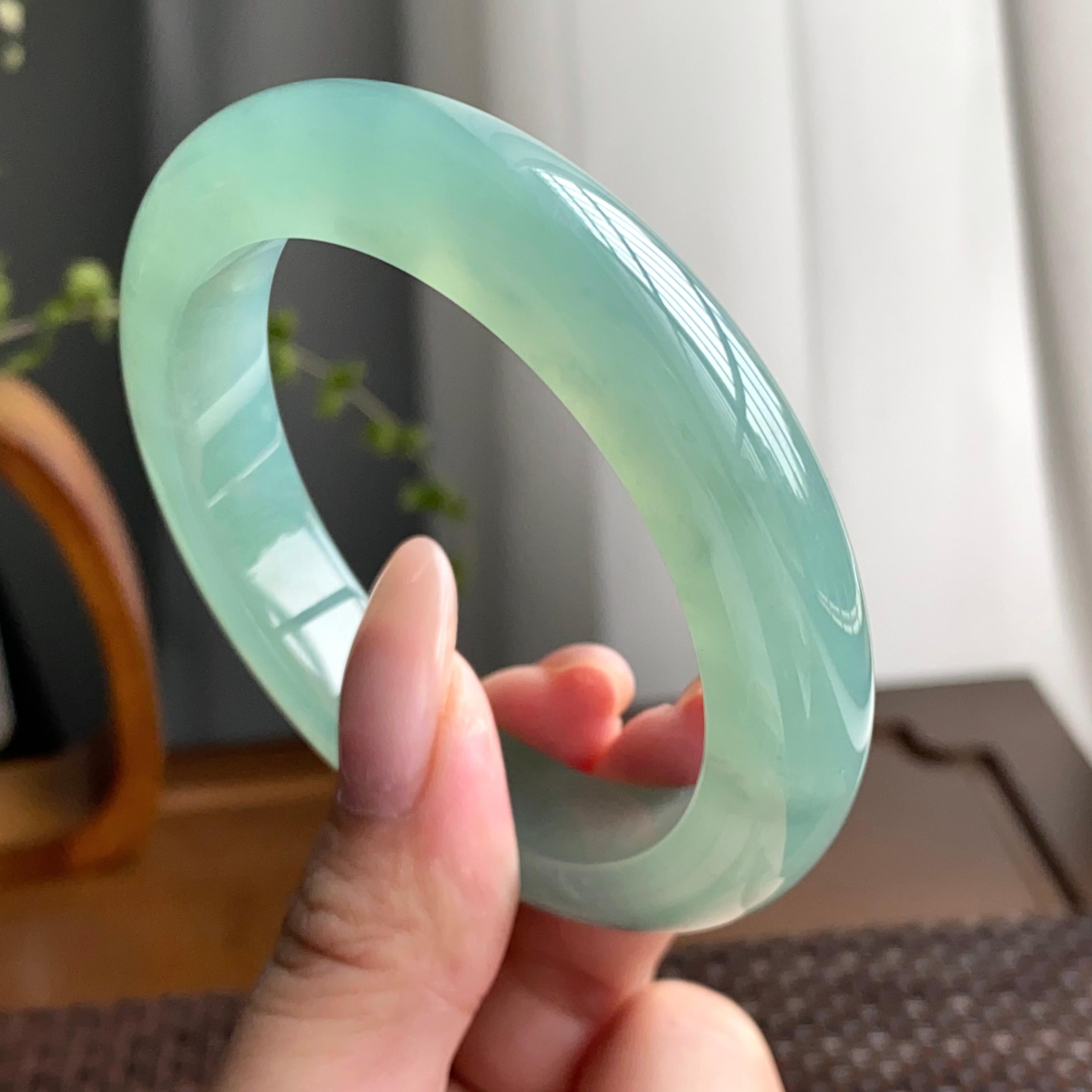 冰种湖水绿平安镯（55圈）（yc247614）