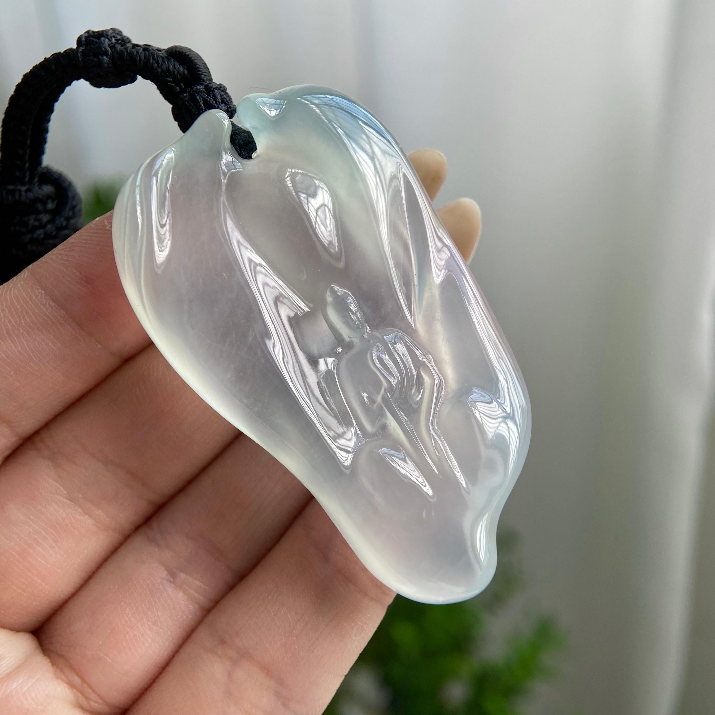 冰种淡晴底悟道牌吊坠（yc216284）