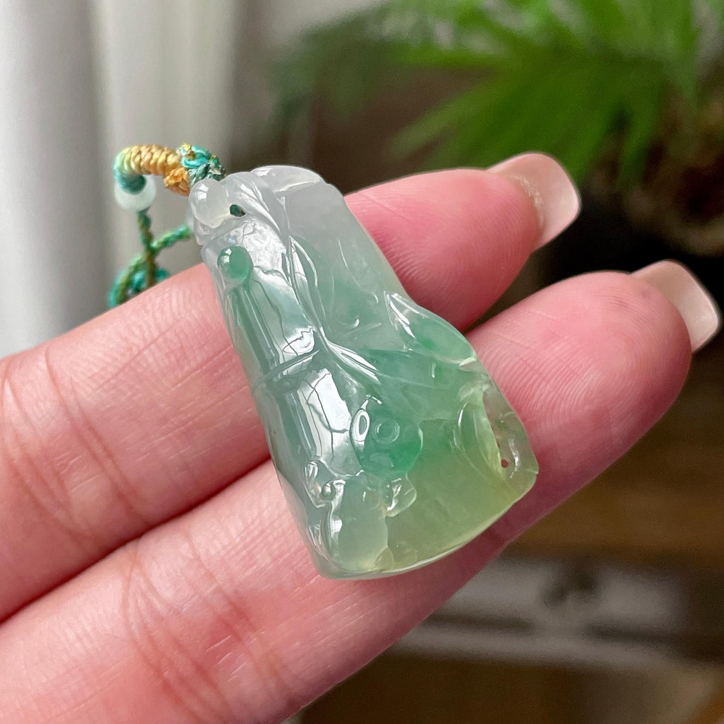 糯冰种黄加绿竹节吊坠 天然缅甸A货翡翠（yc522720）