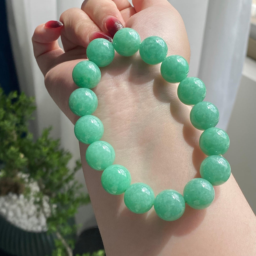 细糯种满绿单圈手串（16颗）（yc213539）