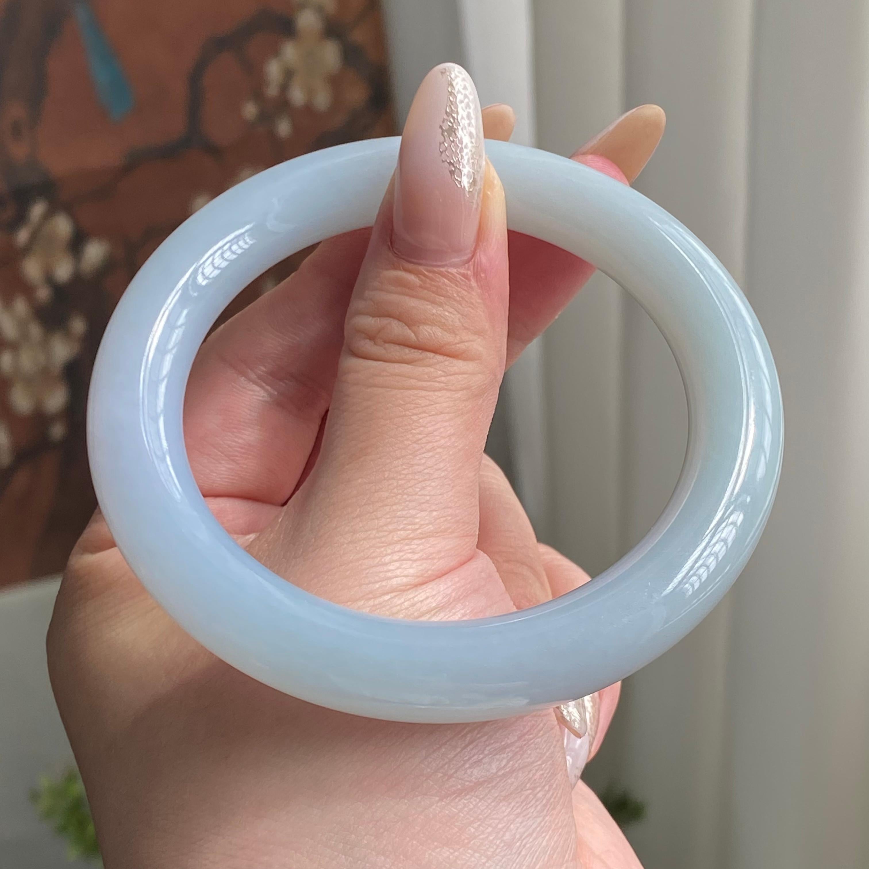 细糯种淡春彩圆条手镯（58圈）（yc213610）