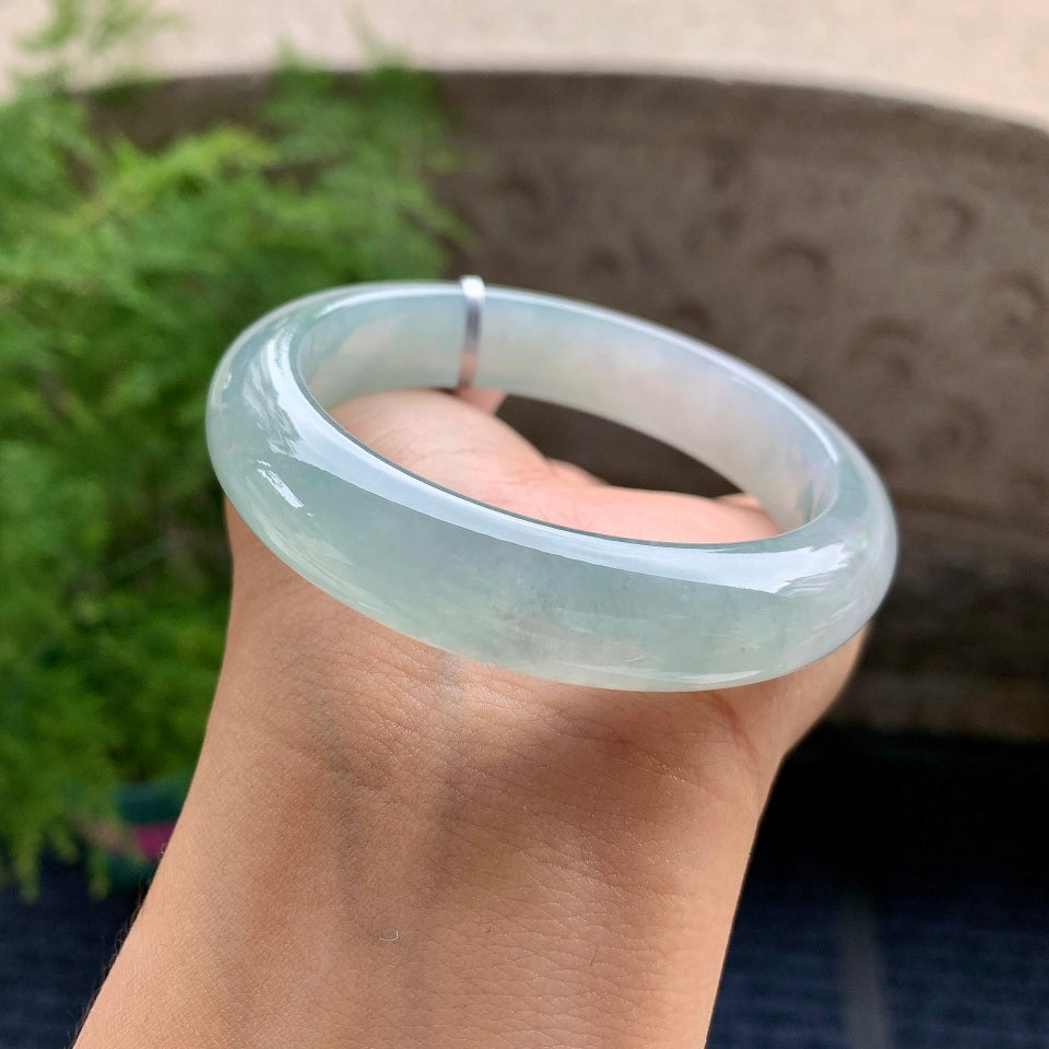 糯冰种蓝晴水平安镯（54.2mm）（yc106761）