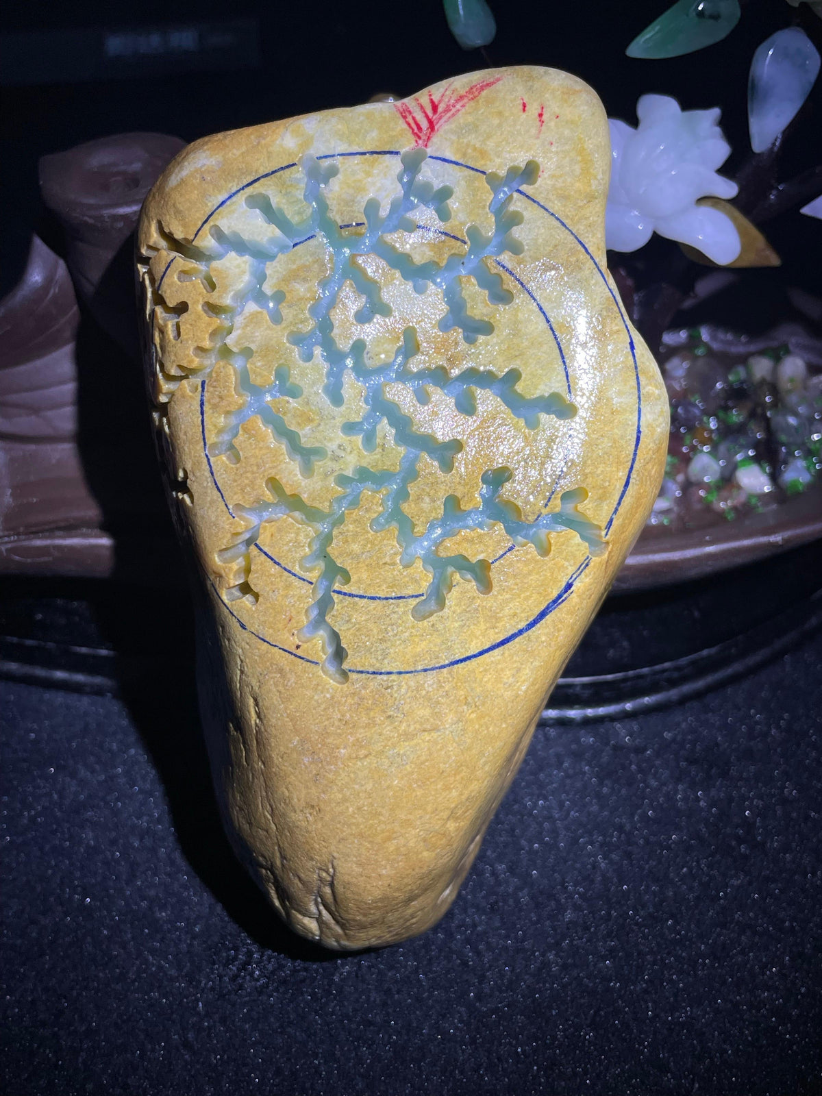 大马坎晴底飘黄开窗手镯料（yc707574）