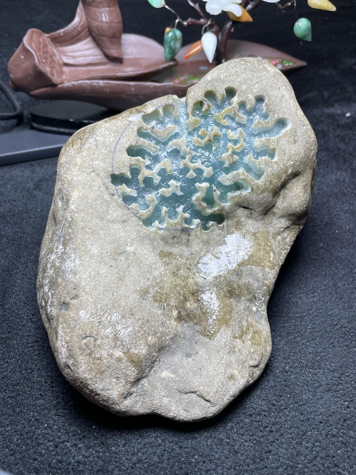 南齐开窗冰晴飘花手镯料（yc537774）