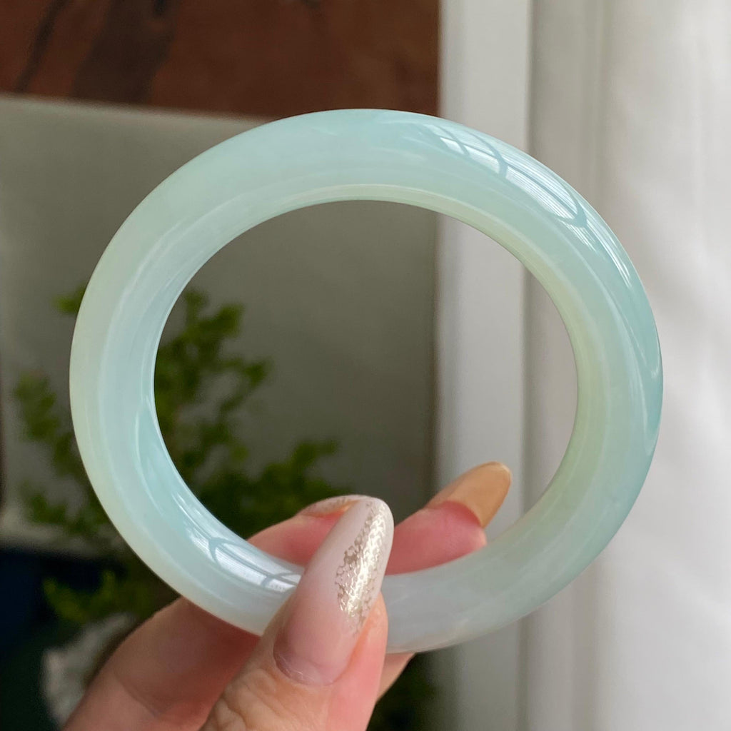 糯冰种晴底圆条手镯（55圈）（yc223124）