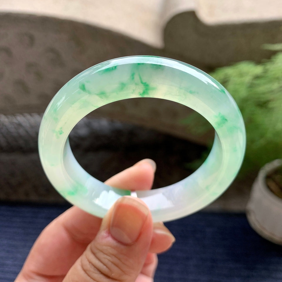 糯冰种飘花平安镯（51.2mm）（yc096244）