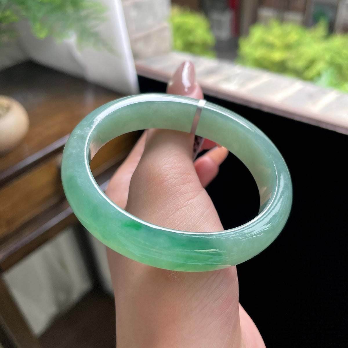 秒杀 细糯种油青色贵妃 55.4圈 天然缅甸A货翡翠（yc703291）