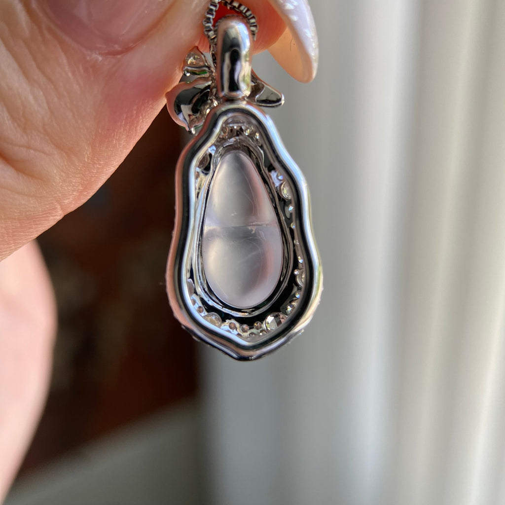 18k金钻镶冰玻种白月光福豆吊坠（yc209948）