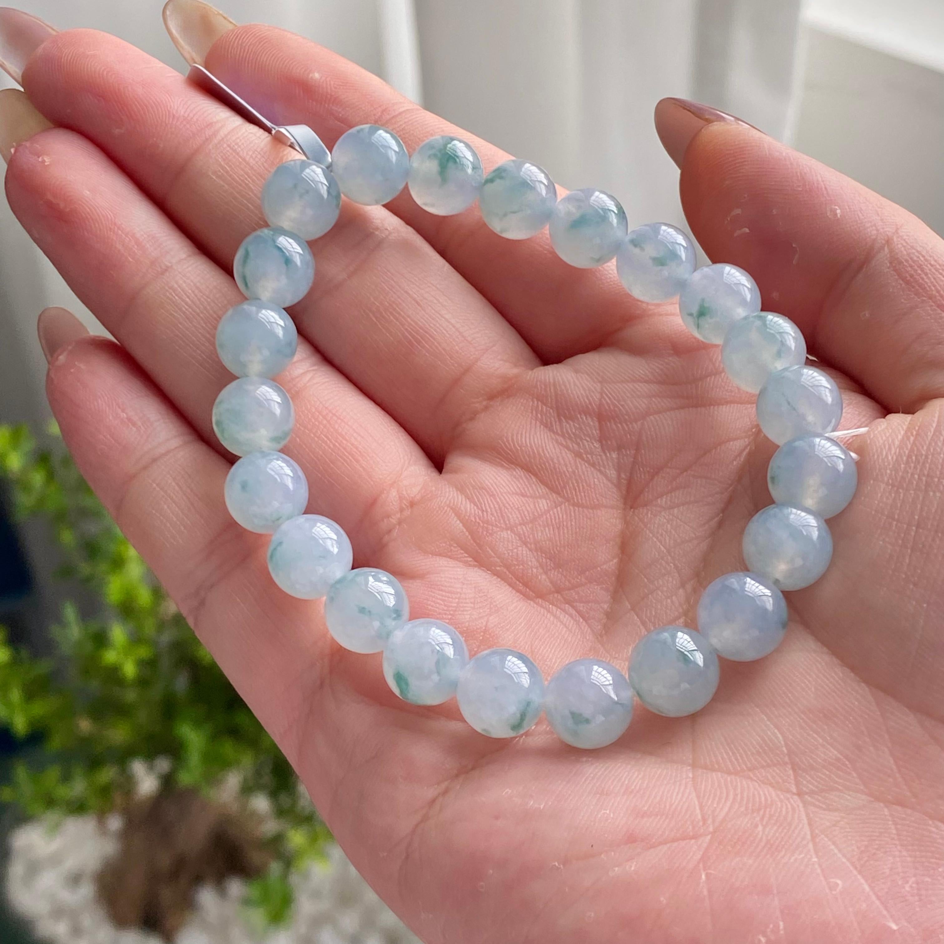 冰种飘花单圈手串（22颗）（yc201859）