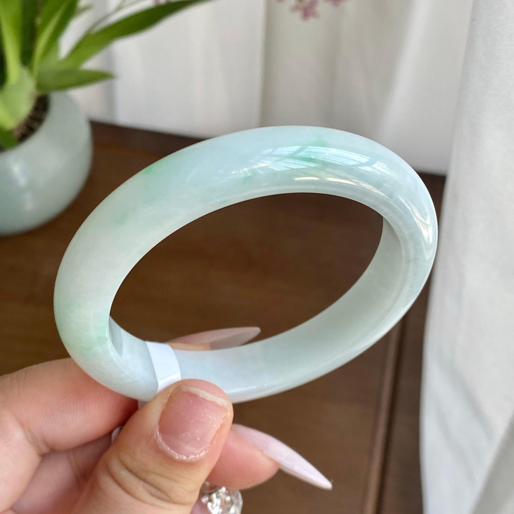糯冰种飘花手镯（56圈）（yc298431）