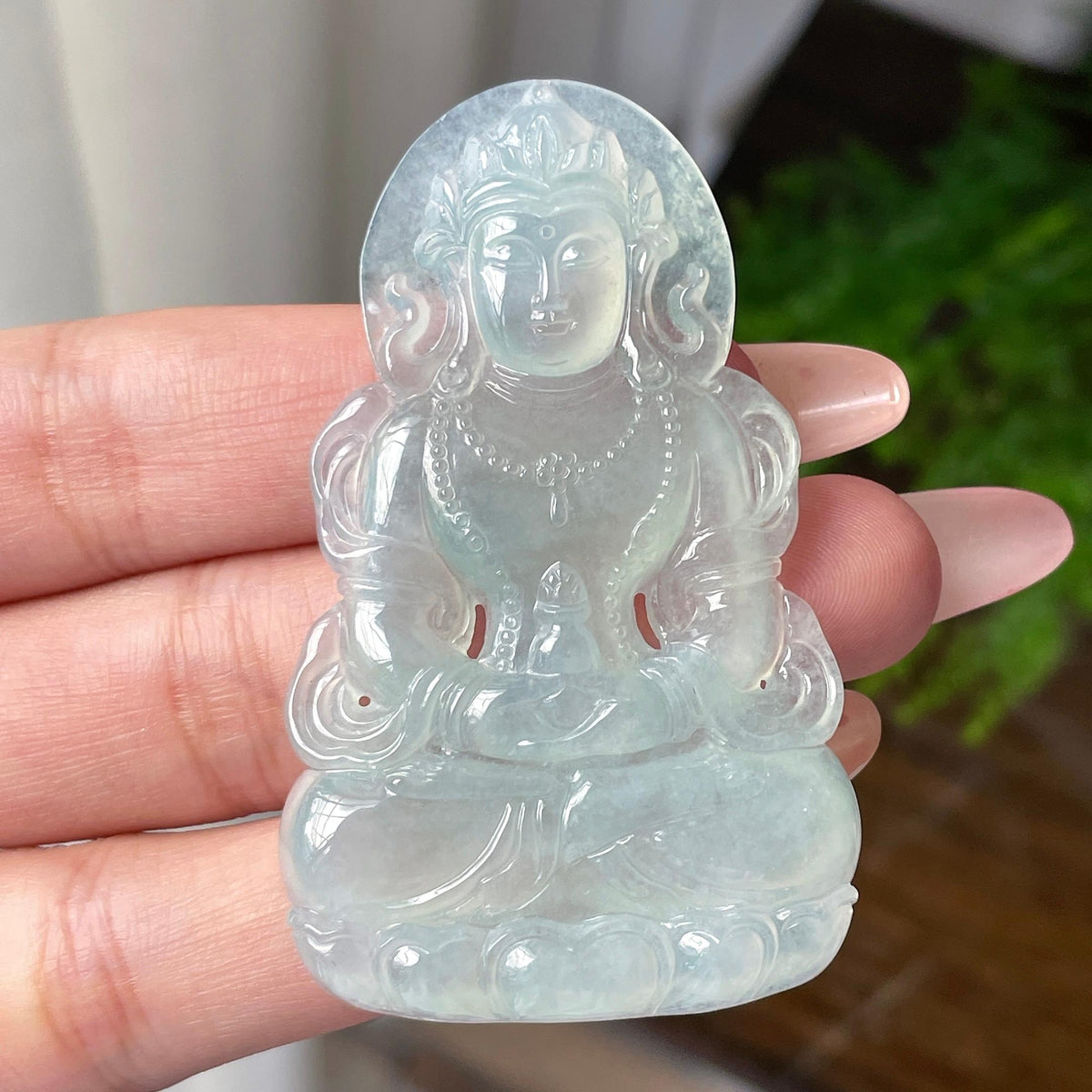 糯冰种冰晴底度母吊坠（yc710682）
