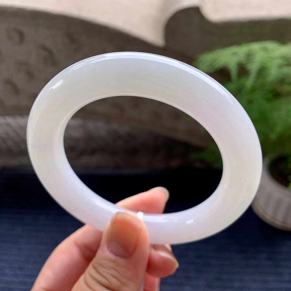 细糯种无色圆条手镯（56.7mm）（yc096598）